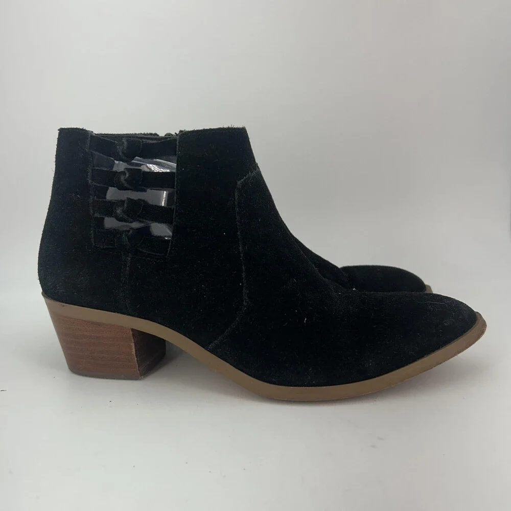 Sole Society Boots Womens Size 8 SO-NIANYA Black Leather Cutout Ankle Booties